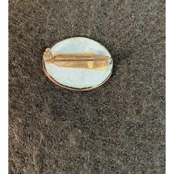 Antique Painted Porcelain on Copper Floral Tulip Design Brooch Lapel Pin READ - Picture 3 of 8